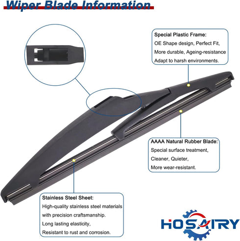 Rear Windshield Wiper Blade for Lexus CT200h 2011-2017, for Scion XD 2008-2014, for Toyota Prius C 2012-2019 Rear Wiper Blade, 8 inch (Pack of 2)...