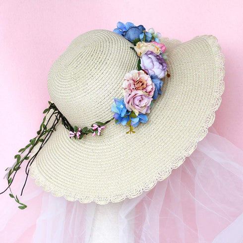 Vivivalue Vine Flower Crown Flower Garland Headband Hair Wreath Floral Headpiece Halo Boho with Ribbon Wedding Party Festival Photos...