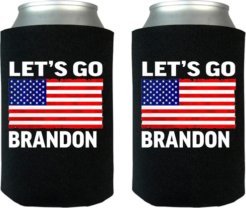 Rogue River Tactical Funny Neoprene Lets Go Brandon Collapsible Beer Can Bottle Beverage Cooler Sleeves 2 Pack...