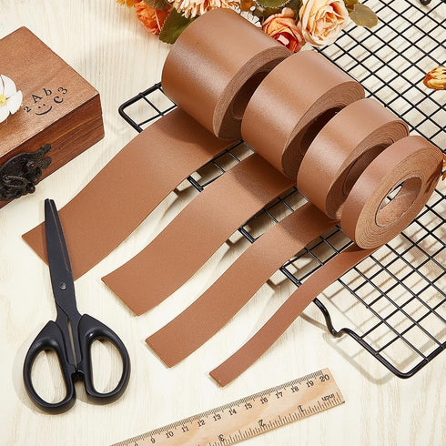 GORGECRAFT 1 x 79 Double-Sided Leather Strips Chocolate Lychee Pattern Flat Leather Cord 1.7mm Thick PU Leather Strap for DIY Crafts Guitar Belt J...