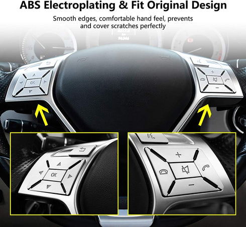 Steering Wheel Button Trim Cover Stickers Inner Car Decoration Fit for Mercedes Benz E C G Class W204 2012-2016 Interior Accessories Silver - 12Pc...