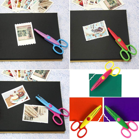 14PCS Creative Scissors & Craft Punch, 6 Different Patterns Edging Scissors + Paper Punch for Teachers Kids DIY Photo Scrapbooking Album - Colorfu...