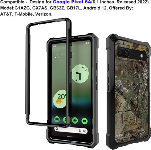 Ailiber Pixel 6A Phone Case, Google 6 A Case with Screen Protector Tempered Glass, Dual Layer Structure Protection, Shockproof Corner TPU Bumper, ...