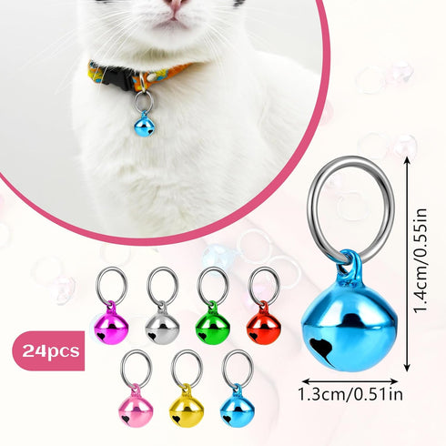 Bells for Dog Collars, 24 Pack Pet Cat Puppy Dog Bells for Collar Metal Jingle Bells Loose Beads Festival Party Decoration Charm Training Pet Pend...