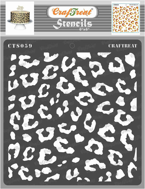 CrafTreat Cheetah Print Stencil for Crafts Reusable - Cheetah Skin Pattern Stencil 6X6 Inch - Cake Stencils & Templates, Leopard Print Stencils fo...