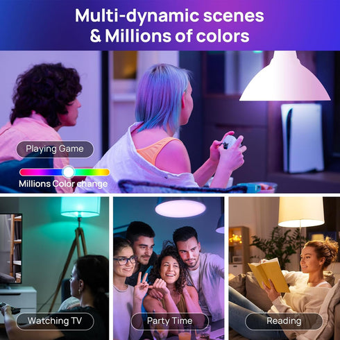 Consciot Smart Light Bulbs,WiFi Bluetooth Bulbs Works with Alexa/Google Home/Siri/SmartThings, RGBTW Color Changing LED Light Bulb, Music Sync Sma...