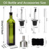 Glass Olive Oil Dispenser, Green Oil and Vinegar Cruet Bottle 17 oz/500 ml, Square Tall Glass Oil Container with 2 Stainless Steel Pourers, 2 Labe...