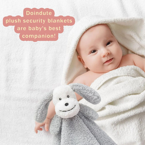 Baby Gray Puppy Soft Stuffed Animal Security Blanket, Plush Dog Character Lovey Blanket, Baby Shower/Nursery Gift, Cuddly Newborn, Infant, Toddler...
