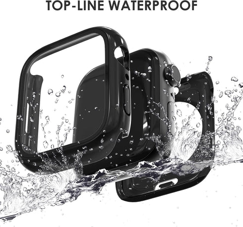 FULLIFE 6-Pack Waterproof Case for Apple Watch Series 9 8 7 45mm with Tempered Glass Screen Protector, iWatch Full Protective Hard PC Bumper Case ...