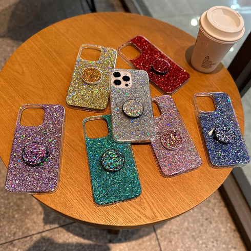 Case for iPhone 13 Pro Case Glitter Bling for Women Girls Sparkle Cover with Ring Stand Holder Cute Protective Phone Cases 6.1 inch (Silver)...