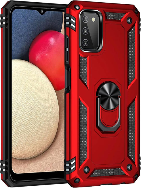 for Samsung Galaxy A03S Case with HD Screen Protector (Military Grade 16ft. Drop Tested) Magnetic Ring Holder Kickstand Protective Phone Case for ...