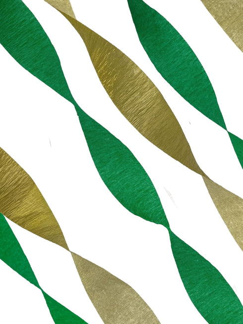 Green and Dark Metallic Gold Crepe Paper Streamers (2 Rolls Each Color) MADE IN USA!...