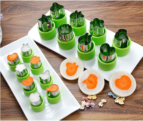 14 Pcs Fruit Vegetable Cookie Cutters Shapes Sets Stainless Steel Food Mini Pie Cookie Stamps Mold for Kids Baking,Bento Box and Decorating Tools...