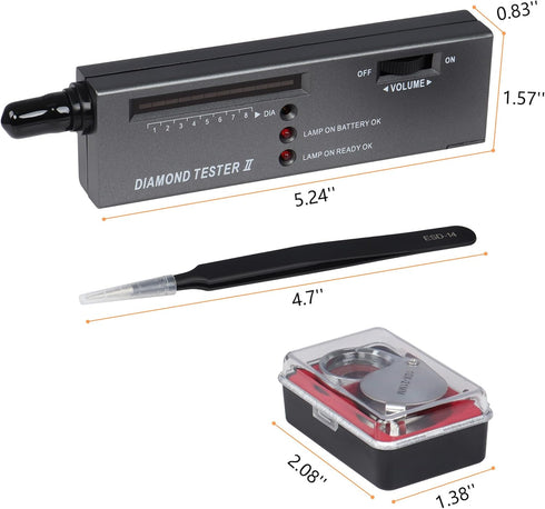 MIUONO Diamond Tester, Professional Diamond Gem Tester Pen with 10x Magnifier and Tweezers for Novice and Expert (Battery Included)...