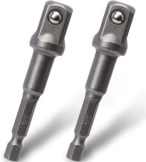 OIIKI 2 Pack 1/4 inch Square Socket Adapter Bit Set, Hex Impact Driver Power Bits, Extension Socket Adapter for Automotive DIY-1/4 Hex Shank...