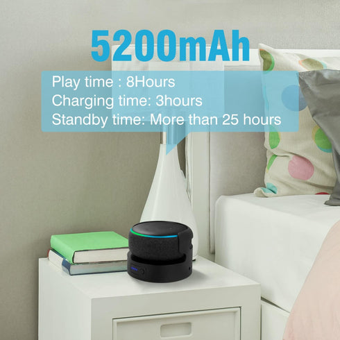 Battery Base for Echo Dot 3rd Gen Battery Stand Portable Charger for Dot 3rd & Google Mini 2 Back up Battery 8 Hours Play time, Not Include Speake...