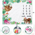 Watercolor Flowers Jungle Baby Sloth Monthly Milestone Blanket - Soft Fleece Blanket for Baby Girls - Perfect Age Photo Props and Newborn Baby Gif...