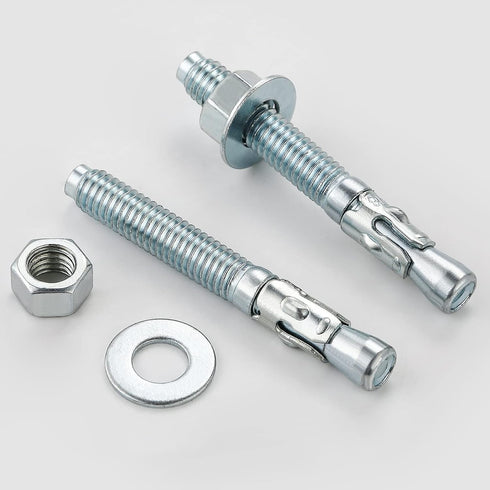3/8x3" 10Pcs Inch Standard Fasteners for Heavy-Duty Zinc Wedge Anchors for Cement and Concrete...