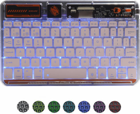 Slim Portable Wireless Bluetooth Keyboard,10 inch 7 Colors Backlit Rechargeable Keyboard for Android Tablet Cell Phone Smartphone iPad iOS Windows...
