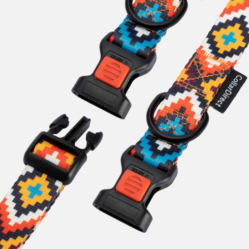 CollarDirect Aztec Dog Collar Adjustable Nylon Tribal Pattern Geometric Pet Collars for Dogs Small Medium Large Puppy (Aztec Sunset, Neck Fit 18"-...
