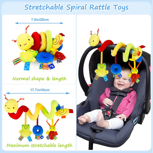 FPVERA Spiral Car Seat & Stroller Activity Toy - Baby Sensory Toys Soft Hanging Toys for Babies 0-12 Months Boys Girls Carseat Crib Stroller, with...