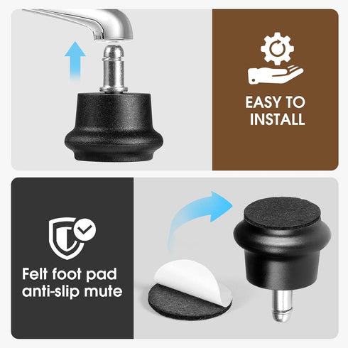 Bell Glides Replacement Office Chair or Stool Swivel Caster Wheels to Fixed Stationary Castors (Bell Glides Short)...