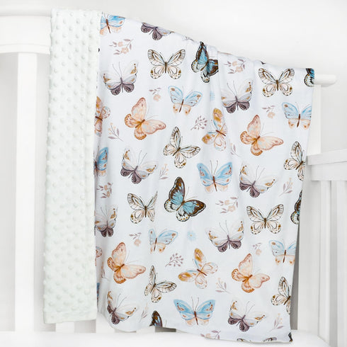 BORITAR Baby Blanket Super Soft Double Layer Minky with Dotted Backing for Girls, Receiving Blanket with Multicolor Butterfly Printed Blanket 30 x...