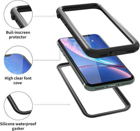 Compatible with Waterproof Shockproof Case iPhone XR,Underwater Full Sealed IP68 Certified Case Dustproof Snowproof Cover with Built-in Screen Pro...