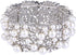 EVER FAITH Women's Crystal Simulated Pearl Stunning Bridal Wedding Hollow Elastic Stretch Bracelet...