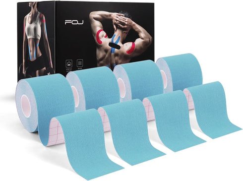 Kinesiology Tape (4 Pack) Athletic Tape 16.4ft Water Resistant Kinetic Uncut Sports Tape for Knees, Ankles, Shoulder, Pain Relief, Injury Recovery...