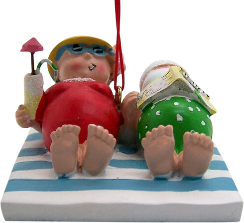 Santa and Mrs. Claus at The Beach Ornament, Vacation Themed Decoration, 2 1/2 Inches...