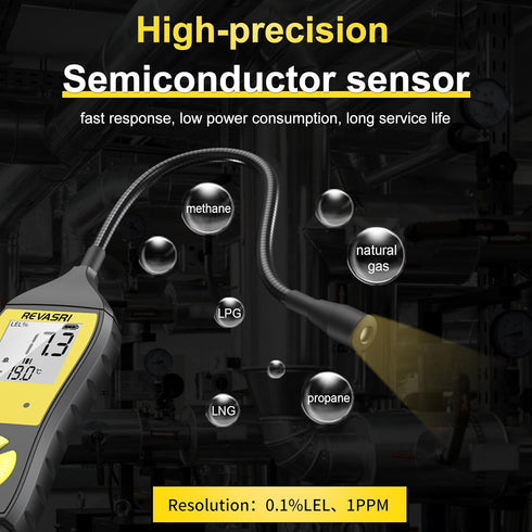 Portable Gas Leak Detector for Natural Gas, LNG, LPG with Audible, Visual and Vibration Alarm, Real-time Gas Concentration Display, Combustible Ga...