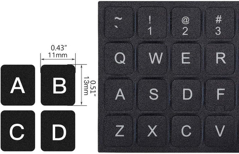 3PCS Universal English Keyboard Letter Stickers, Replacement English Keyboard Stickers with Black Background and White Lettering for PC Computer L...