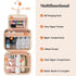CUBETASTIC Travel Toiletry Bag, Portable Makeup Bag with Hanging Hook Waterproof Cosmetic Organizer Case 3 Compartment Leather Pouch for Toiletrie...