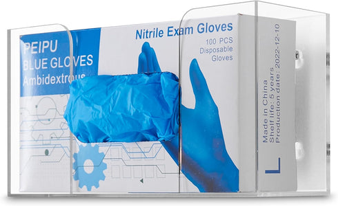 Stock Your Home Acrylic Single Gloves Dispenser, Tissue Box Shelf, Glove Holder Wall Mount, for Kitchen, Cleaning Closet, Lab, Exam, Office...