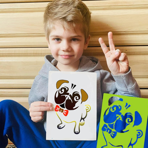 Stencils for Kids, 30pcs Plastic Drawing Stencils Set with 400+ Images, Variety of Shapes and Subjects...