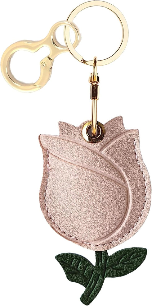Leather Keychain Holder Case Compatible with Apple AirTag, Cute Protective Air Tag Cover with Keychain Ring, Anti-Scratch Finder GPS Tracker Case ...