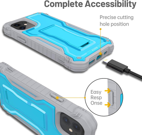 FITO Compatible with iPhone 11 Case, Dual Layer Shockproof Heavy Duty Case with Screen Protector for iPhone 11 and iPhone XR 6.1 inch, Built-in Ki...