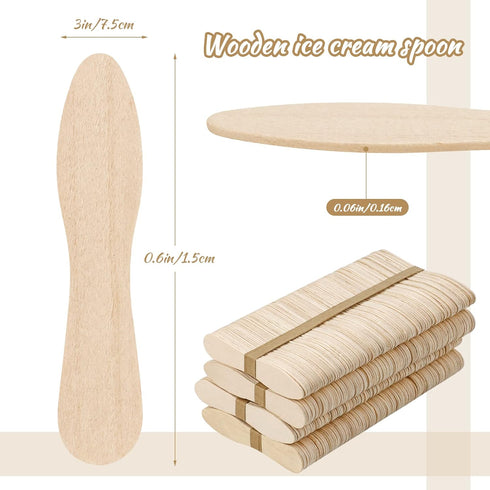 400 Pcs Wooden Ice Cream Spoons, Mini Disposable Tasting Spoons Wooden, Small Dessert Spoons, Mini Spoons for Crafts, Tasting, Sampling (3 Inch)...