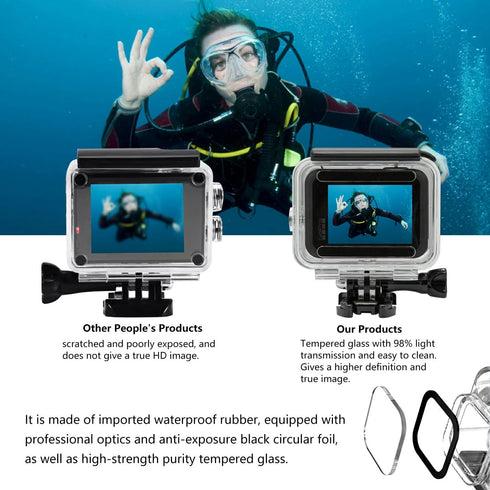 Suptig Waterproof Case Protective Underwater Dive Housing Compatible for GoPro Hero 8 Black Waterproof 196ft (60 Meters)...