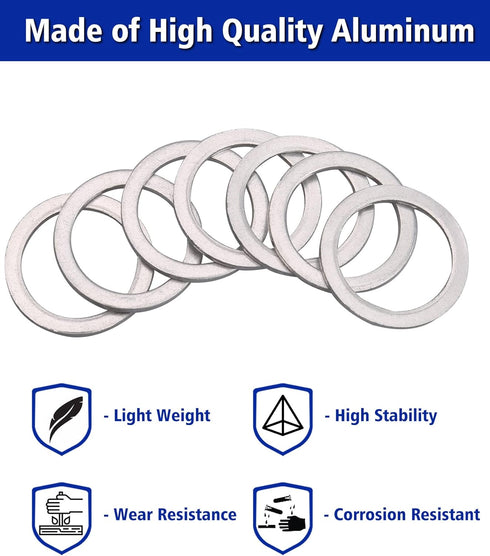 Crush Washer Oil Drain Plug - 568 Pieces 18 Sizes Aluminum Automotive Engine Oil Pan Drain Plug Gasket Assortment Kit (M6 M8 M10 M12 M14 M16 M18 M...