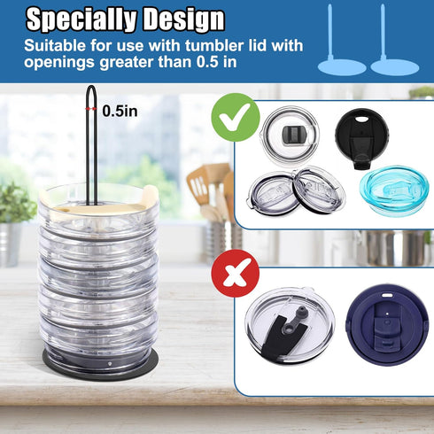 Tumbler Lid Organizer,2 Pack Cup Lid Organizer for Kitchen Cabinets Stacking,Water Bottle Lid Holder for YETI/Stanley/Simple Modern Mug Cup Access...