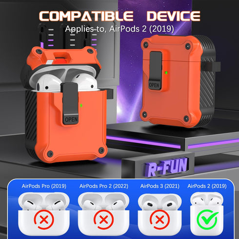 R-fun Compatible with AirPods 2nd Generation 2019,1st Gen 2016 Charging Case Cover, Full Drop Protection Auto Pop-Up Lid Compatible with Airpods C...