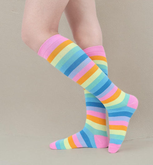 Benefeet Sox Womens Striped Knee High Socks Girls Funny Novelty Athletic Colorful Stripe Cute Stockings Tube Socks...