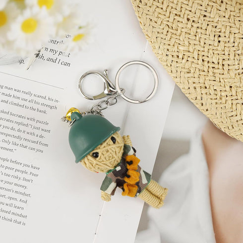 Voodoo Doll Handcrafted Woolen Cute Keychain - Handmade Charm for Backpack, Luggage, Car Mirrors and Keys-Soilder Doll...