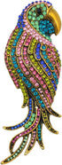 SELOVO Multicolor Crystal Animal Big Large Parrot Bird Brooch Pin Gold Tone...