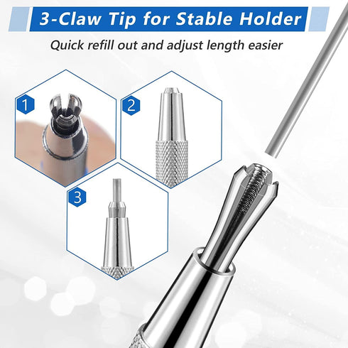 Hiboom 2 Pcs Welders Pencil with 24 Pcs Silver Round Refills, Mechanical Pencils Metal Marker with Built in Sharpener for Pipe Fitter Welder Steel...