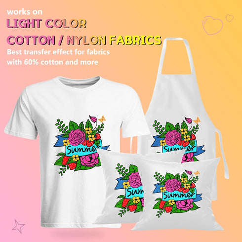 HTVRONT Heat Transfer Paper for Light T Shirts -25 Sheets 8.5x11" Iron on Transfer Paper for Inkjet & Laser Printer, Stretchable & Durable Printab...