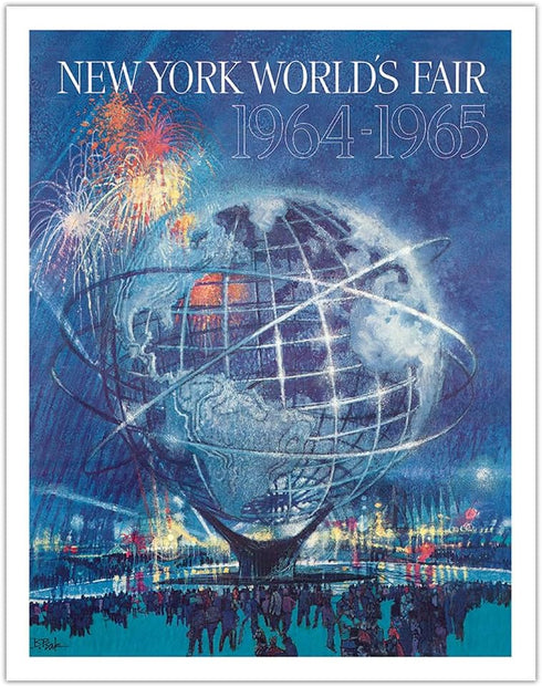 1964 New York World’s Fair - Unisphere Globe - Vintage Travel Poster by Bob Peak - Fine Art Matte Paper Print (Unframed) 11x14in...
