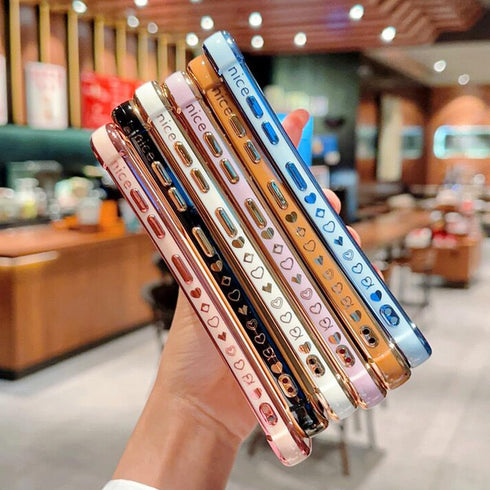 for Samsung Galaxy A15 5G Case for Women Girls, Cute Love Heart Luxury Plating Bumper Full Camera Protection Soft TPU Silicone Shockproof Slim Pro...
